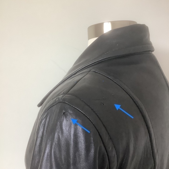 Hugo Buscati Collection Double Breasted Leather Military Style Peacoat Jacket - Picture 9 of 15